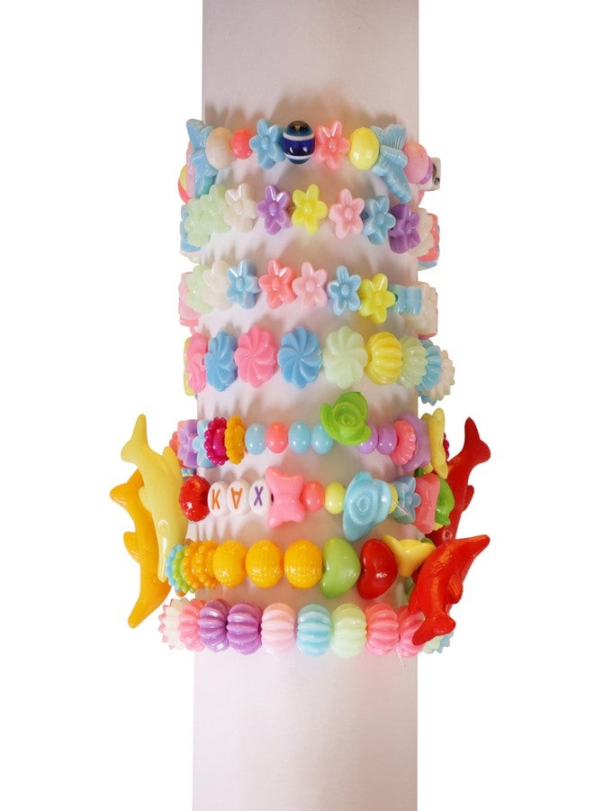 ambitieux Bracelet Making Craft Kit 12 Types of Colorful 400+ pcs of Plastic Beads with Elastic- (Light Open Multicolor 2) - Image 4